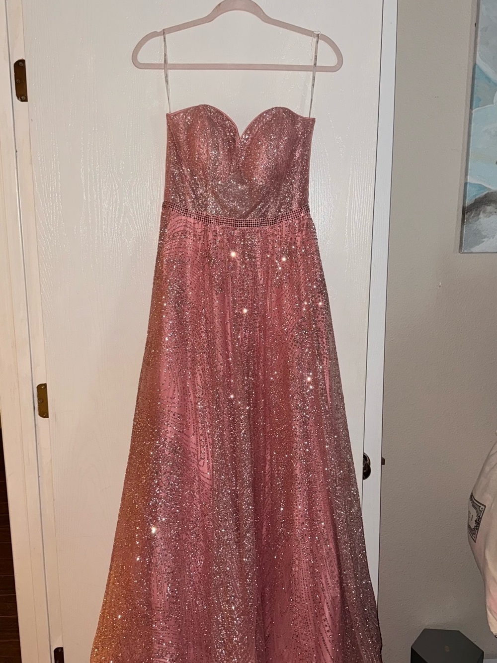Mon Cheri Ellie Wilde Pink Sequin Evening Dress
